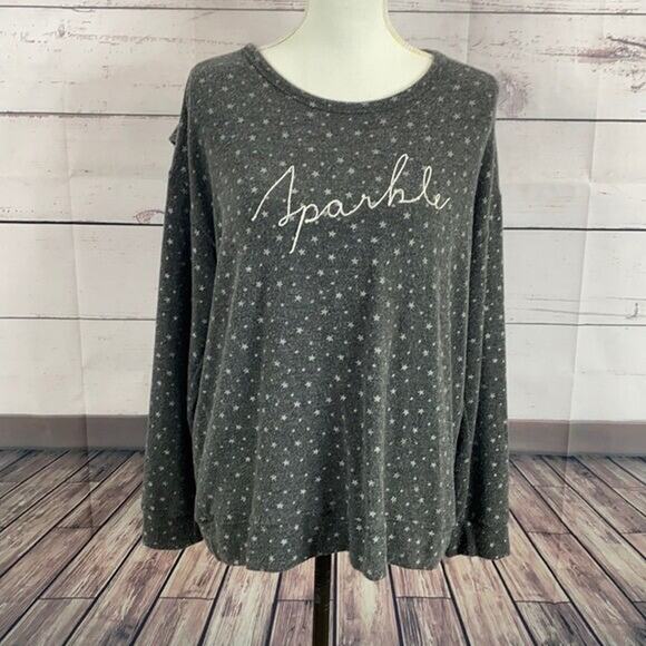 Sundry Sweatshirt Womens Medium Gray Boxy Sparkle Tulip Back Cozy Soft - Picture 1 of 13